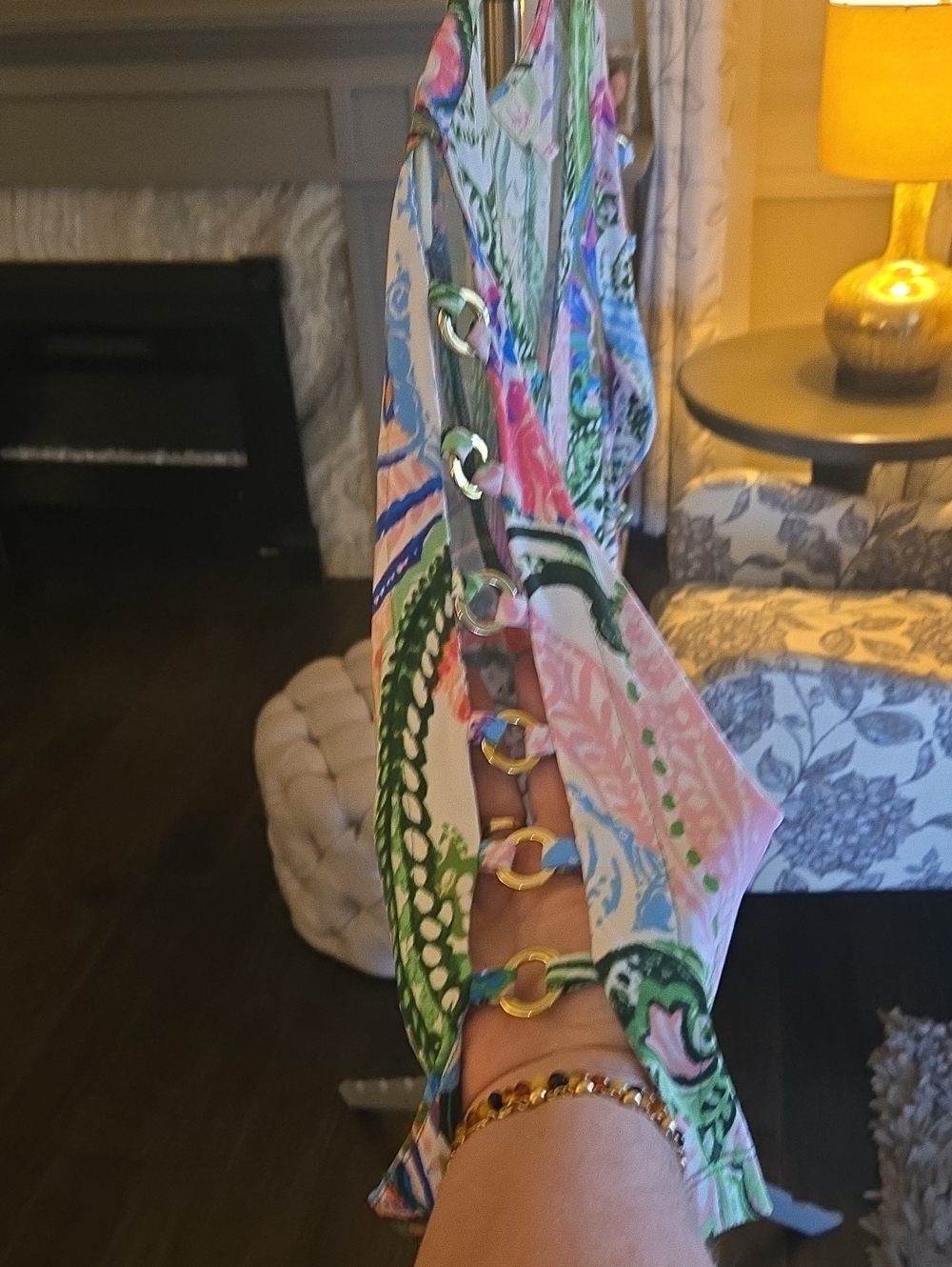 Paisley Scoop-Neck Midi Dress — Pink, Green & Blue - Picture 2 of 3